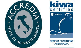 Accredia — Ente Italiano di Accreditamento · Kiwa Certified — Sistema di Gestione Certificato ISO 9001