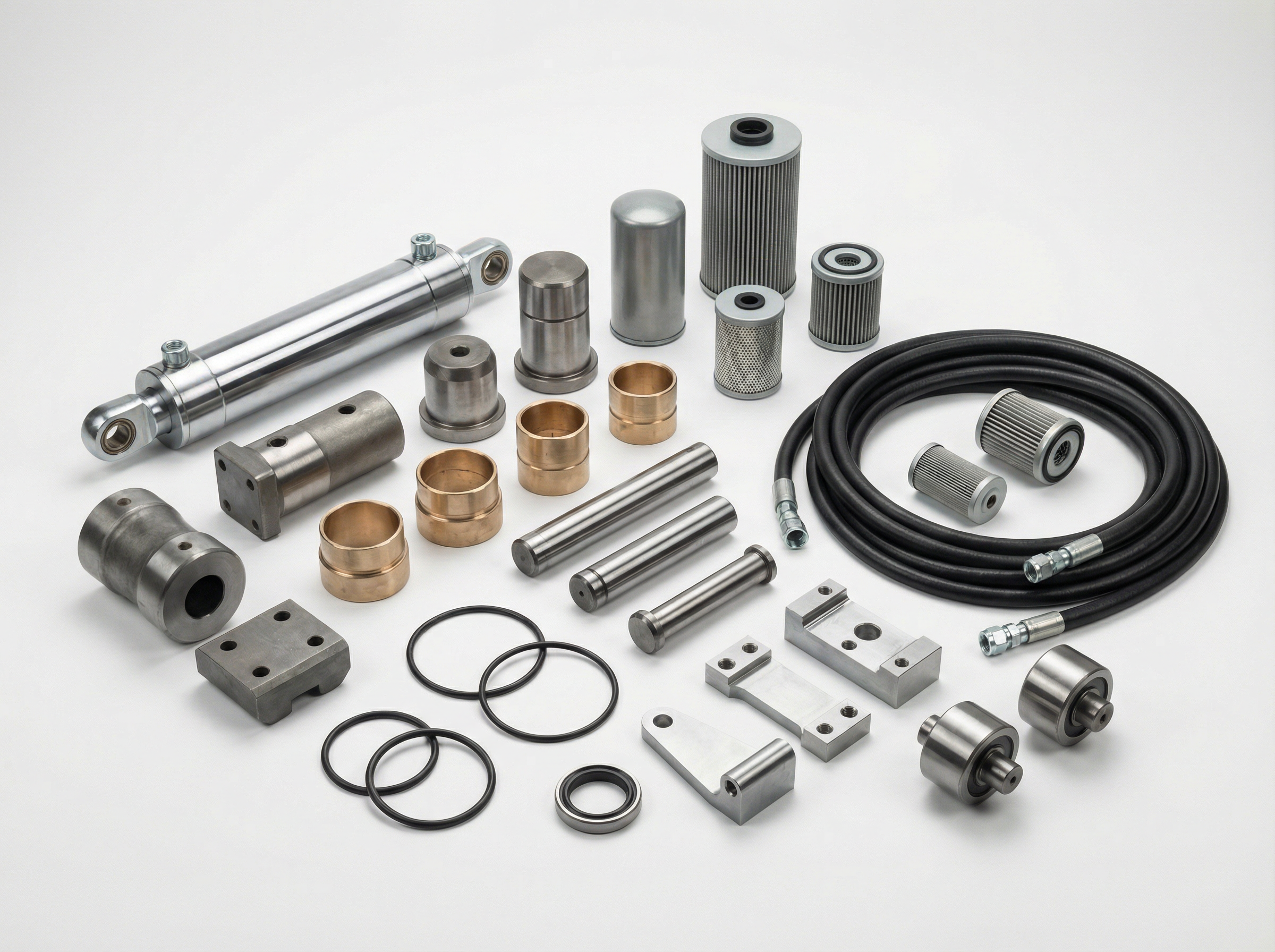 Orijinal TURCHI yedek parçaları — hidrolik silindirler, burçlar, filtreler, keçeler, esnek hortumlar