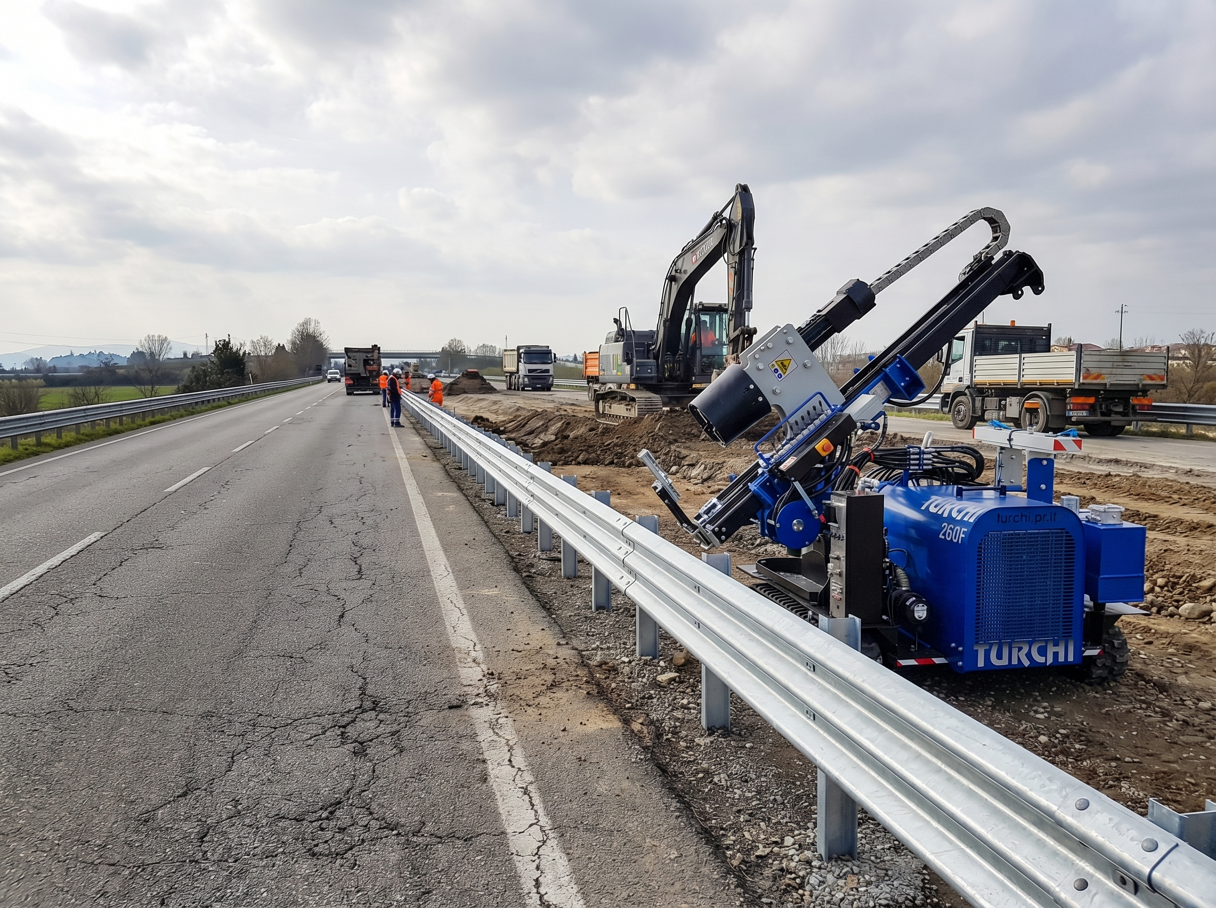 TURCHI ile il yolunda tamamlanan bariyer bölümü